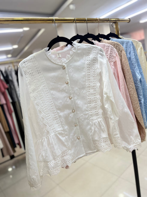 Women Lace Patch Work Tops